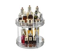 Panzy Home Makeup Organiser Rotating Large Capacity 360 Degree Cosmetics Organiser, Spinning Make up Stand, Clear Skincare Makeup Carousel (Tier 2, Clear)