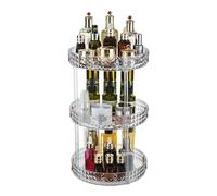 Panzy Home Makeup Organiser Rotating Large Capacity 360 Degree Cosmetics Organiser, Spinning Make up Stand, Clear Skincare Makeup Carousel (Tier 3, Clear)