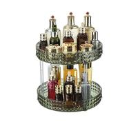 Panzy Home Makeup Organiser Rotating Large Capacity 360 Degree Cosmetics Organiser, Spinning Make up Stand, Clear Skincare Makeup Carousel (Tier 2, Green)