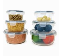 Panzy Home Tranparent Plastic Food Storage Set - BPA-Free, Airtight, Leak-Proof Containers for Kitchen & Pantry, Microwave & Freezer Safe - (6 Containers & 6 Lids) Leftover Lunch Boxes