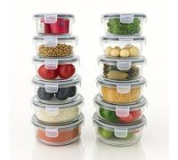 Panzy Home Tranparent Plastic Food Storage Set - BPA-Free, Airtight, Leak-Proof Containers for Kitchen & Pantry, Microwave & Freezer Safe - (12 Containers & 12 Lids) Leftover Lunch Boxes