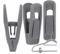Panzy Home Velvet Hangers Clips, Black Pants Hangers Clips for Velvet Flocked Hangers Trousers & Skirts, Removable Clothes Clips (12, Grey)