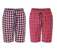 Panzy Men's 2 pack 100% Cotton Woven Lounge Shorts Pyjama Bottoms(M, Set 6)