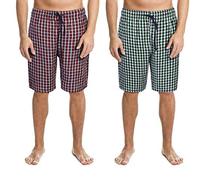 Panzy Men's 2 pack 100% Cotton Woven Lounge Shorts Pyjama Bottoms (X-Large, Set three)