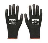 Panzy Pack of 12 or 24 Black Safety Work Gloves, Outdoors PU and Nylon Non-Slip Work Handling Gloves, Good Dexterity Protective Gloves (12, Xlarge (10))