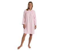 Panzy Women’s Candace Brushed Cotton Nightdress - Long Sleeve Peter Pan Collar Nightie in Soft 100% Cotton Winceyette - Printed Nightgown, 40" & 45" Lengths (40 Inch, Pink, 12-14)
