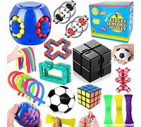 Paochocky 18 Pcs Fidget Toys Set,Sensory Toys for Autism ADHD,Stress Reliever with Toy Box Magic Burger Cube,Flippy Chain Stress Ball Anti-anxiety Birthday for Teen Children Adult