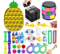 Paochocky 30 PCS Fidget Toys Set Age 8+,Sensory Toys for Autism ADHD,Stress Reliever with Storage Box, Anti-anxiety Sensory Toy,Infinity Cube Great Gift for Kid
