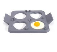 Paociuro Egg Rings for Frying Eggs, 3In1 Silicone Round Square Heart Fried Egg Cooker Ring for Blackstone, Griddle Egg Ring Tray, Grey