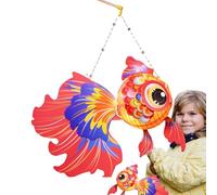 Paodduk Chinese Mid-Autumn Festival Lantern | Gold Fish Design Chinese Traditional Hand Made Lamp | Mid-Autumn Festival Artificial Lamp Making Kit, Cute Animal Light for Indoor Outdoor