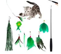 Paodduk Feather Toy Refills for House Cats, Cat Sticks - 8 Indoor Cat Toy - Cat Thread Toy, Interactive Catcher Teaser, Harmless, Green for Domestic Cats
