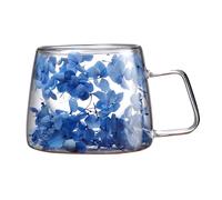 Paodduk Flowers Inside Glass Coffee Mug, 200ml Double Wall Glass Coffee Mug with Flowers, Glass Flower Tea Cup, Creative Flower Mug with Handle, for Latte, Coffee, Cappuccino