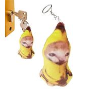 Paodduk Funny Crying Banana Cat Keychain Banana Cat Keychain Cat Meme Keychain Cat Keychain Plush Cat Keychain for Backpacks Handbags