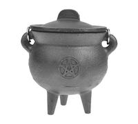 Paodduk Halloween Cauldron, Cast Iron Cauldron Pot, Wizard Witch Cauldron with Lid and Handle, Halloween Candy Bowl Witch Cauldron Pot Bucket for Wizard Witch Cauldron Decoration Prop