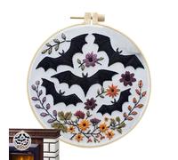 Paodduk Halloween Embroidery Kit for Adults, Gothic Halloween Embroidery Beginner Kit, Stamped Stitches Kit Needlepoint Kit, Festive Craft Kits, Funny Hand Embroidery Kit