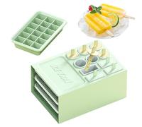 Paodduk Ice Tray - Silicone Ice Molds for Popsicles - Flexible Maker 2 in 1 Tool Set, Easy Release Cube Container for Popsicles Whiskey Bourbon Cocktail Baby Food Drinks