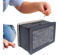 Paodduk Money Box for Cash,Vintage Wooden Reusable Container - Money Saving Coin Bank,for Bookshelf Bedside Nightstand Desk Target Girls Boys Adults Women Men