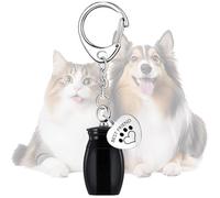 Paodduk Pet Ashes Keepsake Keychain - Dog Keychain Cremation Cylinder Keepsake,Paw Print Memorial Urn, Sympathy Loss of Pet Keyring for Dog, Cat, Puppy