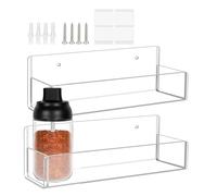 Paodduk Wall Spices Rack, Clear Spices Shelf Storage Holder, Acrylic Clear Shelves Organizer for Cabinet Door Apartment Condiment Station Food Prep Area Pantry Storage Cooking Space