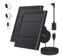 Paodekua 2 Pack 4W Solar Charger for Ring Spotlight & Stick Up Outdoor Cam, Black, High Efficiency, 10FT/3M Long Cable with USB-C to Ring Barrel Plug Adapter
