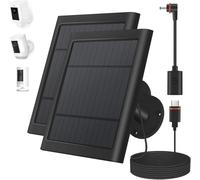 Paodekua 2 Pack 4W Solar Charger for Ring Spotlight & Stick Up Outdoor Cam, Black, High Efficiency, 10FT/3M Long Cable with USB-C to Ring Barrel Plug