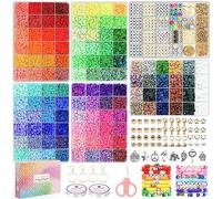 Paodey 20,000 Pcs Clay Beads 120 Colors Friendship Bracelet Making Kit, 6 Boxes Polymer Heishi Beads Jewellery Making Kit with Letter Charms Elastic Strings, Crafts Gift for Kids Adults
