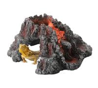 Paoleju Reptile & Amphibian Habitat Décor | Volcano Shape Aquarium Decorations Cave| Reptile Rock Hide Cave for Lizards, Bearded Dragon | Resin Fish Tank Cave
