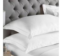 Paoletti 200 Thread Count Oxford Border Cotton Pillowcase in White