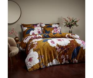 Paoletti 200 Thread Count Kyoto Garden Secrets Piped Rim Duvet Cover Set - Multicolour Cotton - Size Single