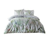 Paoletti Aaliyah Botanical Duvet Cover Set - White/Green/Grey - White/Green/Grey - Double