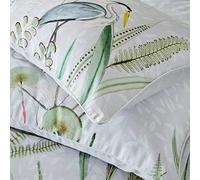 Paoletti Aaliyah Housewife Pillowcase Set, Cotton, Multi,White/Green/Gray,50cm x 70cm