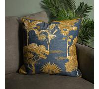 Paoletti Arboretum World Trees Embroidered Cushion In Blue Blue