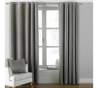 Paoletti Atlantic Grey Twill Woven Eyelet Curtains