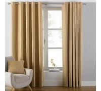 Paoletti Atlantic Ochre Twill Woven Eyelet Curtains