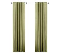 Paoletti Atlantic Ringtop Eyelet Curtain Pair - Room Darkening Woven Twill Fabric (Green - 168cm Width x 137cm Drop)