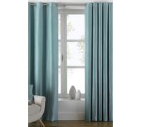 Atlantic Woven Twill Lined Eyelet Curtains, Duck Egg, 90 x 90 Inch - Riva Paoletti