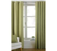 Paoletti Atlantic Ringtop Eyelet Curtain Pair - Room Darkening Woven Twill Fabric (Green - 168cm Width x 137cm Drop)