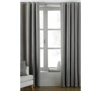 Atlantic Twill Woven Eyelet Curtains Paoletti Grey 168cm width x 137cm drop