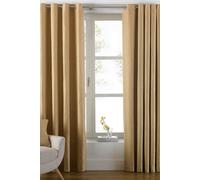 Paoletti Atlantic Twill Woven Room Darkening Eyelet Curtain Pair Ochre (W)229Cm X (D)137Cm