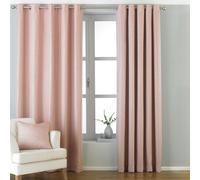 Paoletti Atlantic Twill Woven Room Darkening Eyelet Curtain Pair Blush (W)229Cm X (D)137Cm