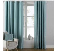 Paoletti Atlantic Twill Woven Room Darkening Eyelet Curtain Pair Duck Egg (W)229Cm X (D)229Cm