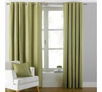Paoletti Atlantic Twill Woven Eyelet Curtains In Green Green 117cm width x 137cm drop