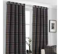 Paoletti Aviemore Rust Tartan Faux Wool Eyelet Curtains