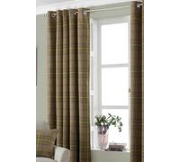 Paoletti Aviemore Tartan Faux Wool Eyelet Curtains In Brown Brown 117cm width x 137cm drop