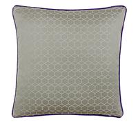 Paoletti Balham Piped Geometric Jacquard Feather Filled Cushion - Taupe Linen - One Size