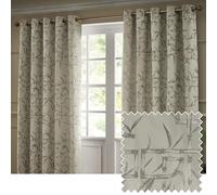 Paoletti Bamboo Eyelet Curtain Pair - Lined Room Darkening Geometric Jacquard Luxury Curtains (Champagne - 168x183cm)