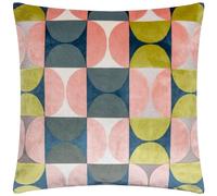 Paoletti Bardot Cut Velvet Geometric Cushion Cover, Pink/Avo Green