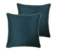 Paoletti Bellucci Polyester Filled Cushions (Twin Pack), Polyester, Petrol/Tobacco
