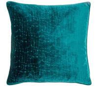 Paoletti Bloomsbury Velvet Cushion Cover - Teal - 50cm x 50cm - Teal - 100% Polyester