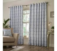 Paoletti Botanical Room Darkening Eyelet Curtain Pair Blue (W)229Cm X (D)183Cm